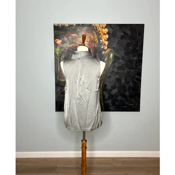 NWT Vince Camuto Sleeveless Blouse Fall Harmony Dark Pewter Size S - Picture 3 of 6